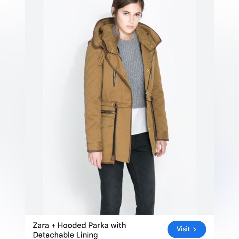 Zara Women's Brown Utility Jacket with Hood